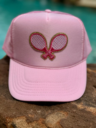 Pink Tennis Patch Trucker Hat