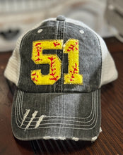 Load image into Gallery viewer, Custom Softball Number Hats