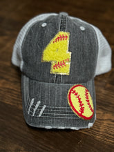 Load image into Gallery viewer, Custom Softball Number Hats