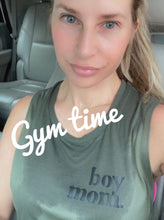 Load image into Gallery viewer, Olive “Boy Mom” Flowy Muscle Tank Top