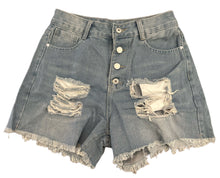 Load image into Gallery viewer, Denim Baseball Laced Shorts