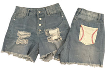 Load image into Gallery viewer, Denim Baseball Laced Shorts