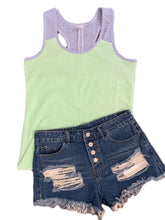 Load image into Gallery viewer, Seersucker Accent Racerback Tank Top