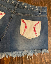 Load image into Gallery viewer, Denim Baseball Laced Shorts