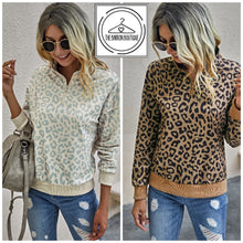 Load image into Gallery viewer, Quarter Zip Leopard Pullover - The Barron Boutique