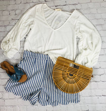 Load image into Gallery viewer, Kristin Scalloped Shorts-OLIVE & BLUE - The Barron Boutique