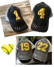 Load image into Gallery viewer, Custom Softball Number Hats