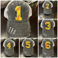 Load image into Gallery viewer, Custom Softball Number Hats