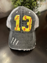 Load image into Gallery viewer, Custom Softball Number Hats