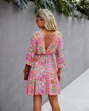 Load image into Gallery viewer, Pink Floral Boho Femme Dress