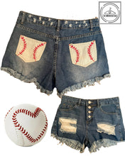 Load image into Gallery viewer, Denim Baseball Laced Shorts