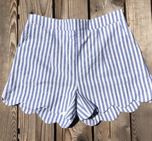 Load image into Gallery viewer, Kristin Scalloped Shorts-OLIVE & BLUE - The Barron Boutique