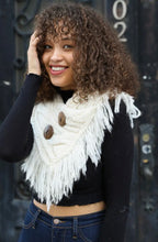 Load image into Gallery viewer, Fringed Scarf with Coco Buttons