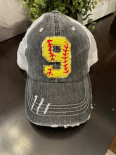 Load image into Gallery viewer, Custom Softball Number Hats