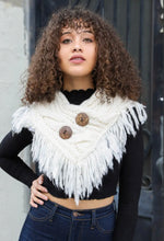 Load image into Gallery viewer, Fringed Scarf with Coco Buttons