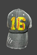 Load image into Gallery viewer, Custom Softball Number Hats