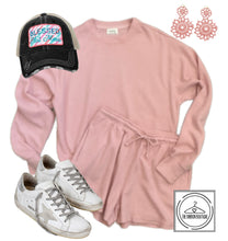 Load image into Gallery viewer, Pink Waffle Short Set
