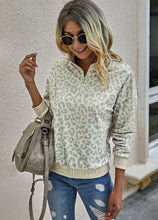 Load image into Gallery viewer, Quarter Zip Leopard Pullover - The Barron Boutique