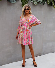 Load image into Gallery viewer, Pink Floral Boho Femme Dress