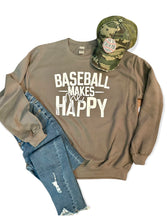 Load image into Gallery viewer, Baseball Makes Me Happy Sweatshirt