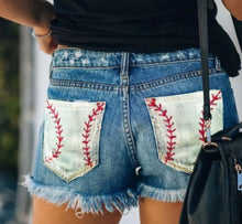 Load image into Gallery viewer, Denim Baseball Laced Shorts