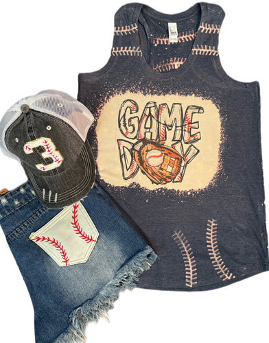 Baseball Game Day Bleached Lace Tank