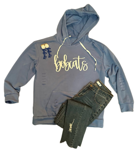 Distressed Blue Bobcats Hoodie