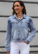 Load image into Gallery viewer, Sequined Softball Denim Jacket