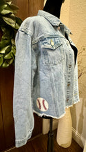 Load image into Gallery viewer, Sequined Baseball Denim Patch Jacket