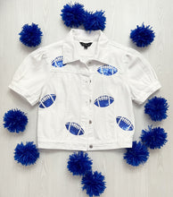 Load image into Gallery viewer, Royal Blue Sequined Football Denim Jacket
