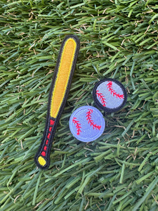 Baseball Bat, Glove & Ball Iron On Patches