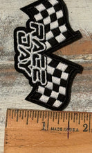 Load image into Gallery viewer, Race Day Checkered Flags &amp; Lightening Bolt Iron On Patches