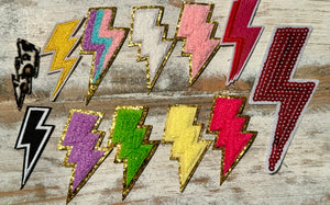 Lightening Bolt Iron On Patches