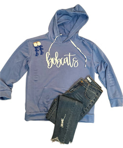 Distressed Blue Bobcats Hoodie