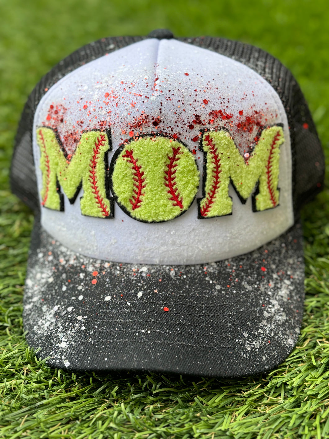 Glitter Softball MOM Trucker Cap