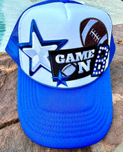 Load image into Gallery viewer, Football “B” Trucker Hat in Royal Blue