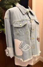 Load image into Gallery viewer, Sequined Football Patch Denim Jacket