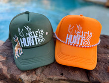 Load image into Gallery viewer, Girls Hunt Too Trucker Hats (Various Colors)