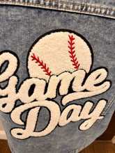 Load image into Gallery viewer, Baseball Game Day Patched Denim Jacket