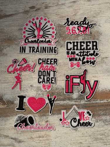 Pink Cheer Themed Iron On Patches