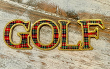 Load image into Gallery viewer, Gold &amp; Plaid Golf Iron On Patches