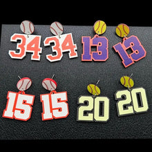 Load image into Gallery viewer, Player Number Earrings