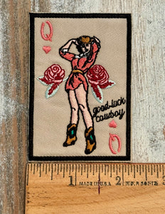 King George & Queen Cowgirl Playing Card Iron On Patch