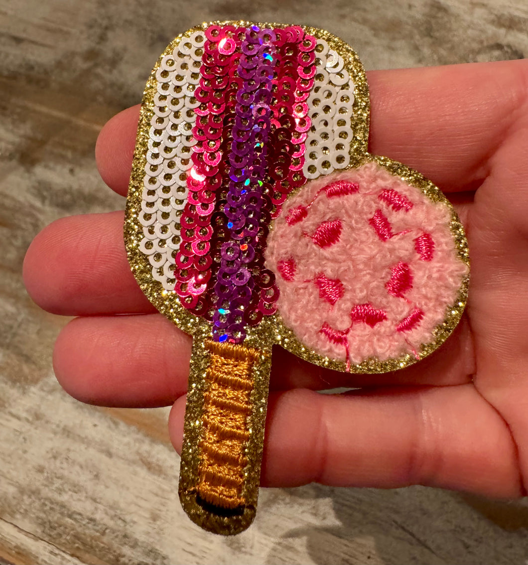 Sequined Pickle Ball Iron On Patches