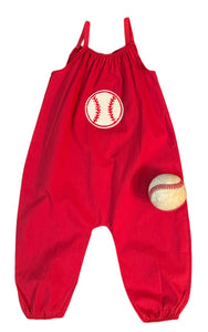 Red Baseball Romper