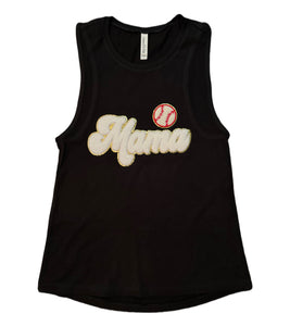 Chenille Patch Baseball Mama Tank Tops (Various Styles)