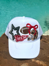 Load image into Gallery viewer, Red &amp; White Football Trucker Cap