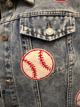 Load image into Gallery viewer, Baseball Game Day Patched Denim Jacket