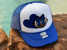 Load image into Gallery viewer, YOUTH Football Trucker Hat in Royal Blue