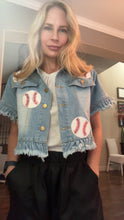 Load image into Gallery viewer, Sequined Baseball Denim Jacket